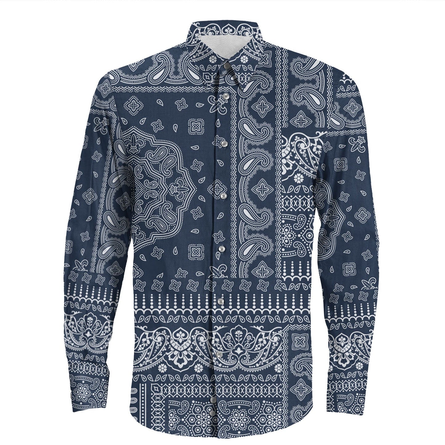Shirt Paisley Bandana Pattern Seamless Long Sleeve Button Shirt