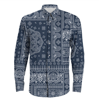 Shirt Paisley Bandana Pattern Seamless Long Sleeve Button Shirt