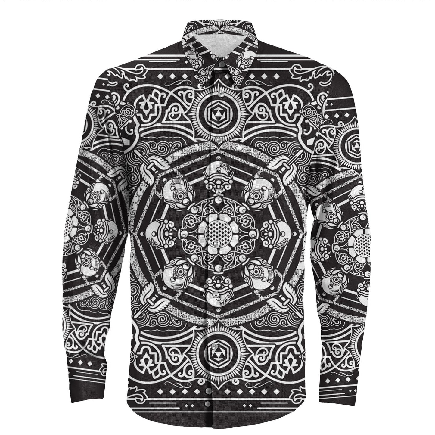 Shirt Paisley Bandana Pattern Seamless Long Sleeve Button Shirt