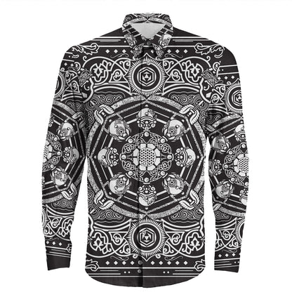 Shirt Paisley Bandana Pattern Seamless Long Sleeve Button Shirt