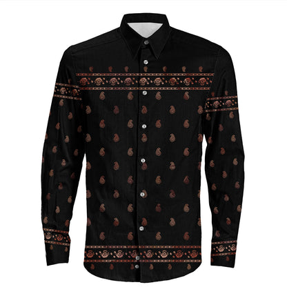 Shirt Paisley Bandana Pattern Seamless Long Sleeve Button Shirt