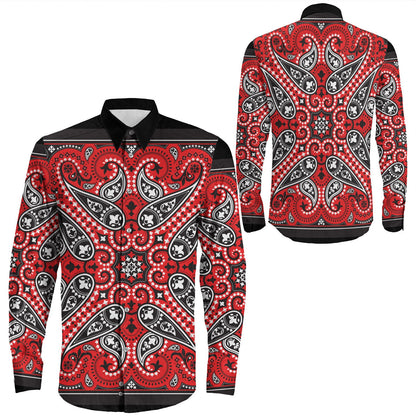 Shirt Paisley Bandana Pattern Seamless Long Sleeve Button Shirt