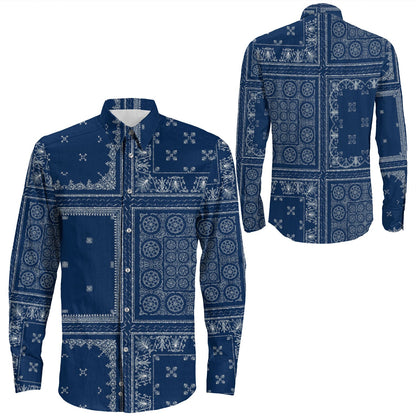 Shirt Paisley Bandana Pattern Seamless Long Sleeve Button Shirt