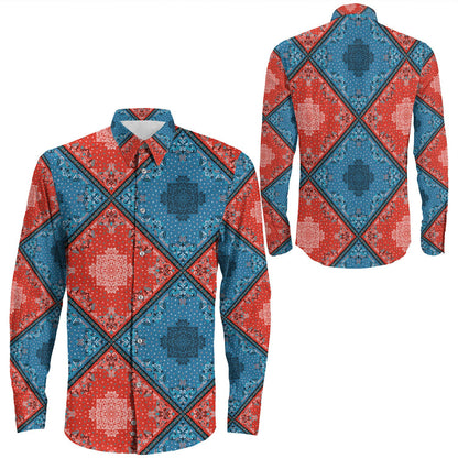 Shirt Paisley Bandana Pattern Seamless Long Sleeve Button Shirt