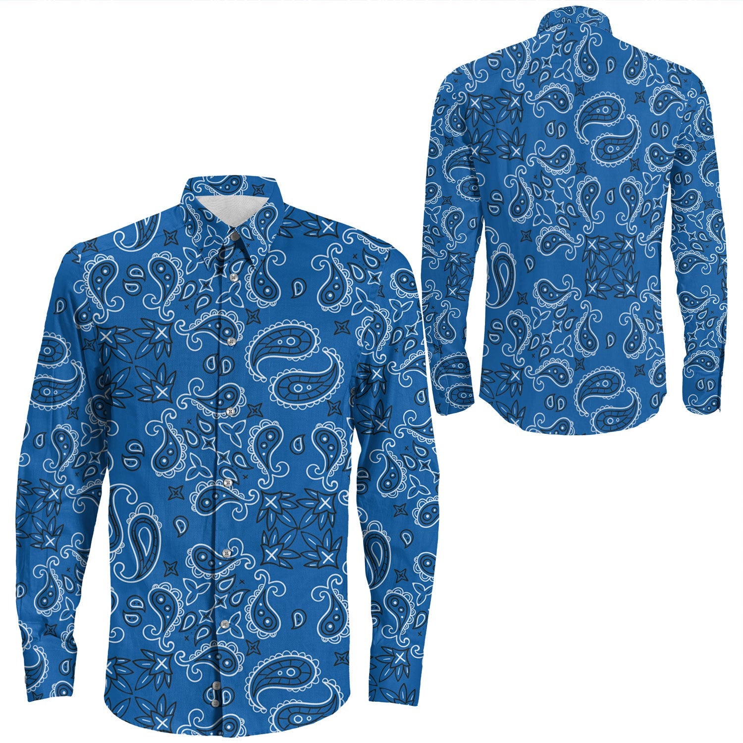 Shirt Paisley Bandana Pattern Seamless Long Sleeve Button Shirt