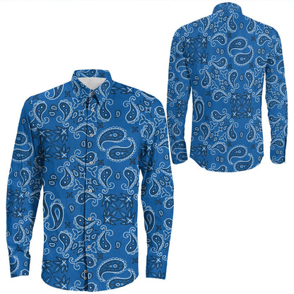 Shirt Paisley Bandana Pattern Seamless Long Sleeve Button Shirt