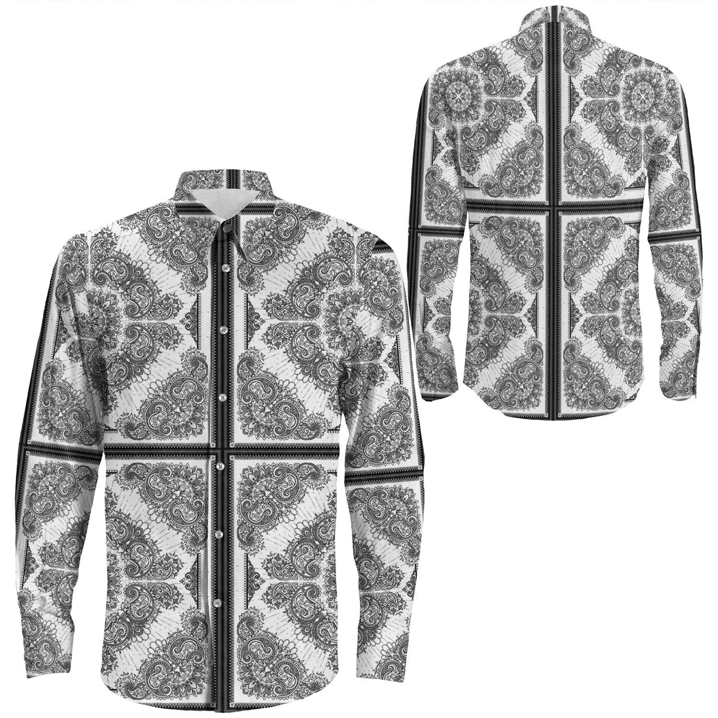Shirt Paisley Bandana Pattern Seamless Long Sleeve Button Shirt