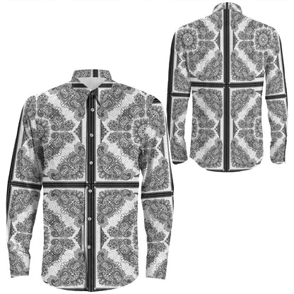 Shirt Paisley Bandana Pattern Seamless Long Sleeve Button Shirt