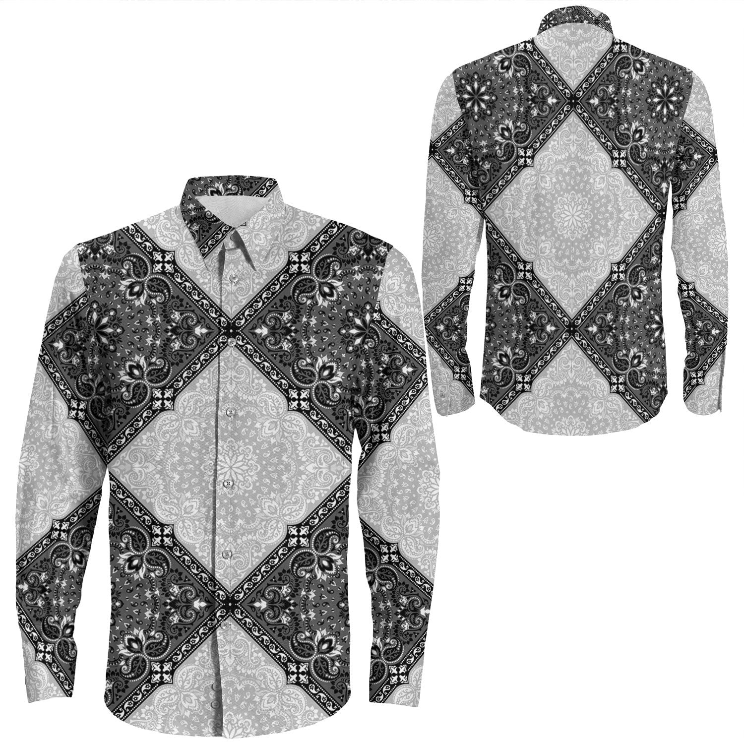Shirt Paisley Bandana Pattern Seamless Long Sleeve Button Shirt