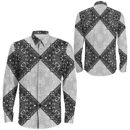 Shirt Paisley Bandana Pattern Seamless Long Sleeve Button Shirt