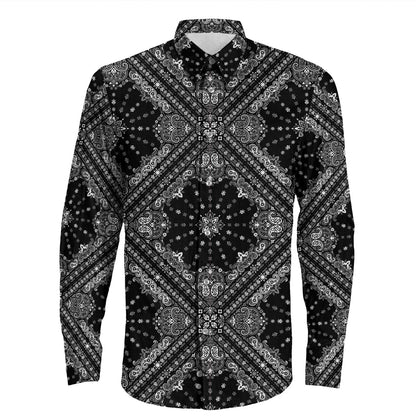 Shirt Paisley Bandana Pattern Seamless Long Sleeve Button Shirt