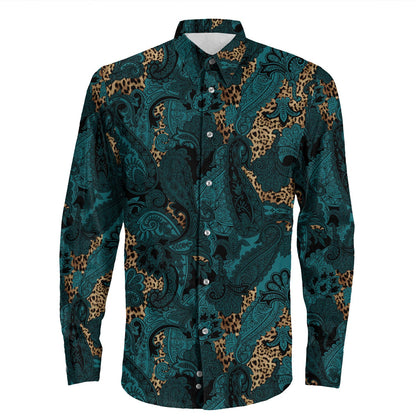 Shirt Paisley Bandana Pattern Seamless Long Sleeve Button Shirt