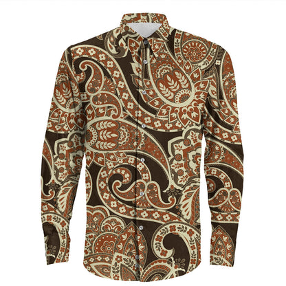 Shirt Paisley Bandana Pattern Seamless Long Sleeve Button Shirt