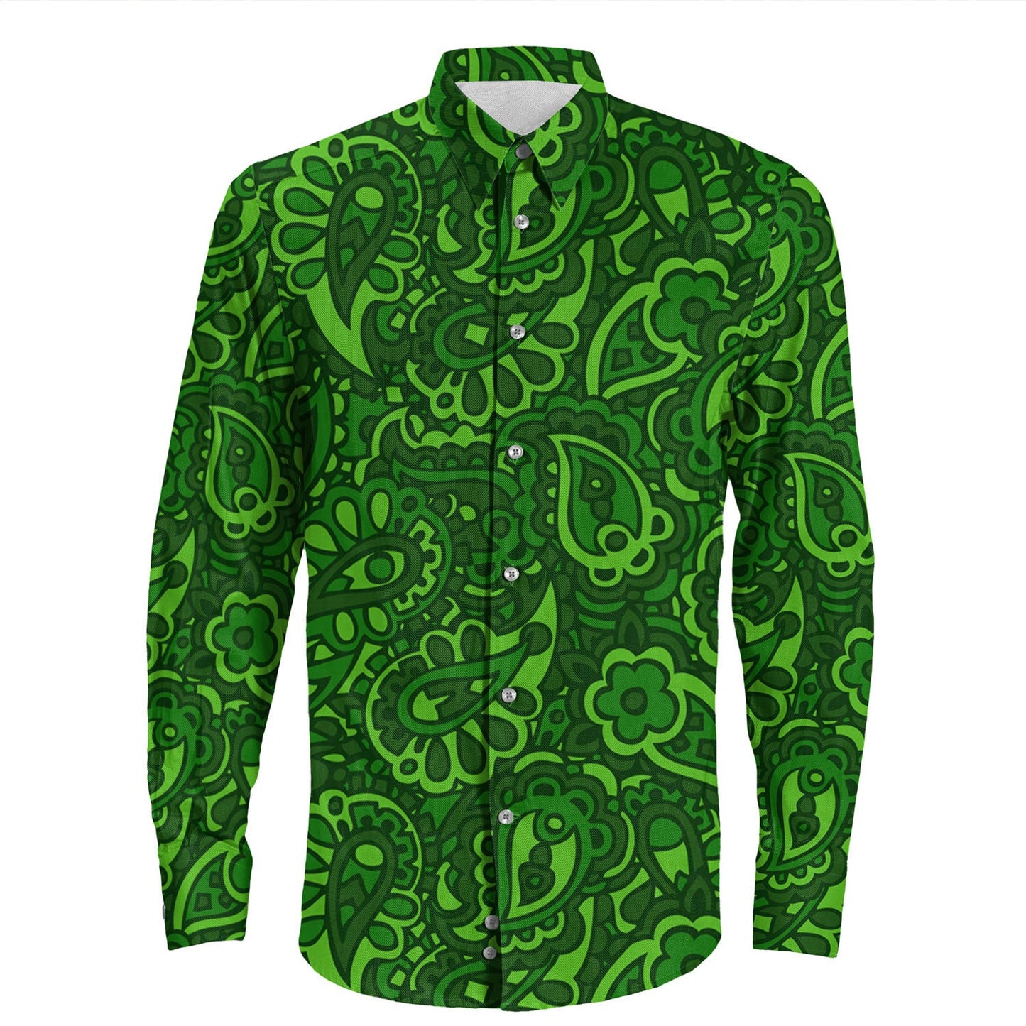 Shirt Paisley Bandana Pattern Seamless Long Sleeve Button Shirt