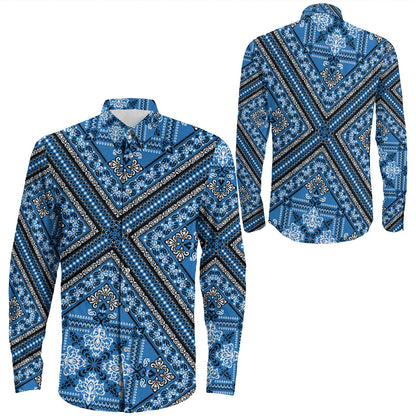 Shirt Paisley Bandana Pattern Seamless Long Sleeve Button Shirt