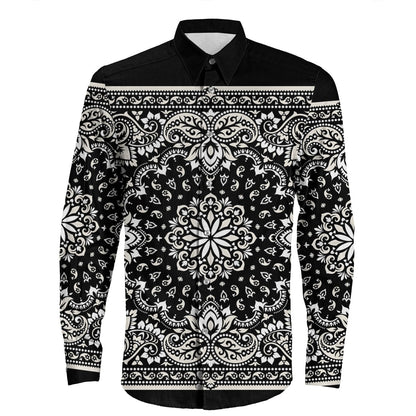 Shirt Paisley Bandana Pattern Seamless Long Sleeve Button Shirt