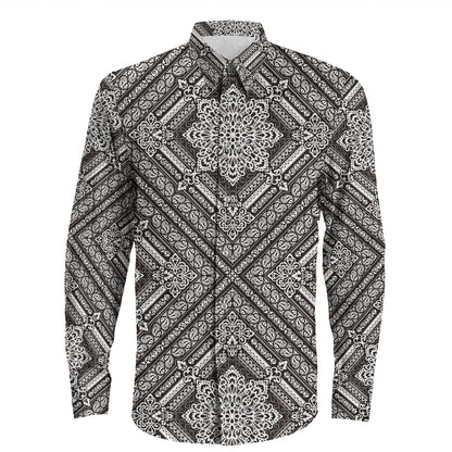Shirt Paisley Bandana Pattern Seamless Long Sleeve Button Shirt
