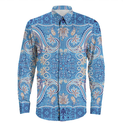 Shirt Paisley Bandana Pattern Seamless Long Sleeve Button Shirt