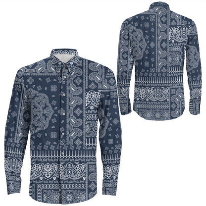 Shirt Paisley Bandana Pattern Seamless Long Sleeve Button Shirt