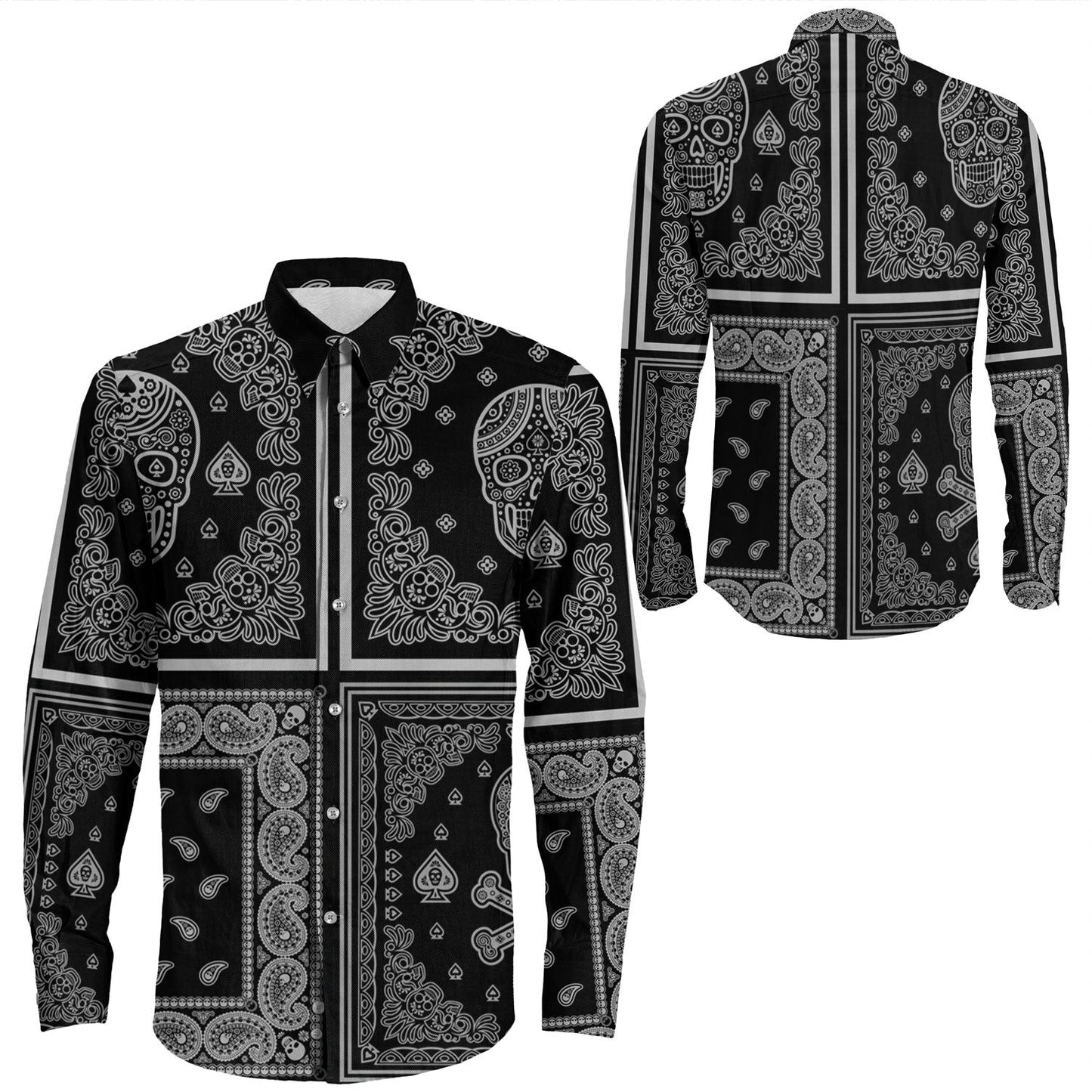 Shirt Paisley Bandana Pattern Seamless Long Sleeve Button Shirt