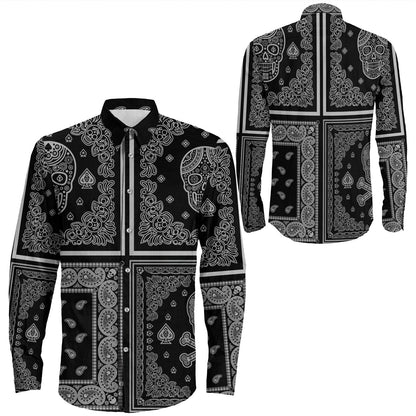 Shirt Paisley Bandana Pattern Seamless Long Sleeve Button Shirt