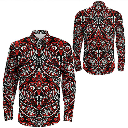Shirt Paisley Bandana Pattern Seamless Long Sleeve Button Shirt