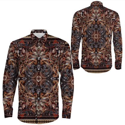 Shirt Paisley Bandana Pattern Seamless Long Sleeve Button Shirt