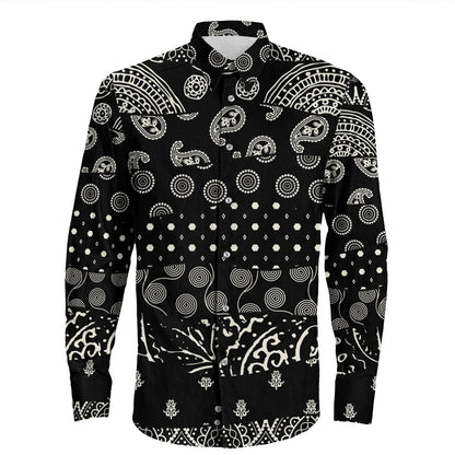 Shirt Paisley Bandana Pattern Seamless Long Sleeve Button Shirt