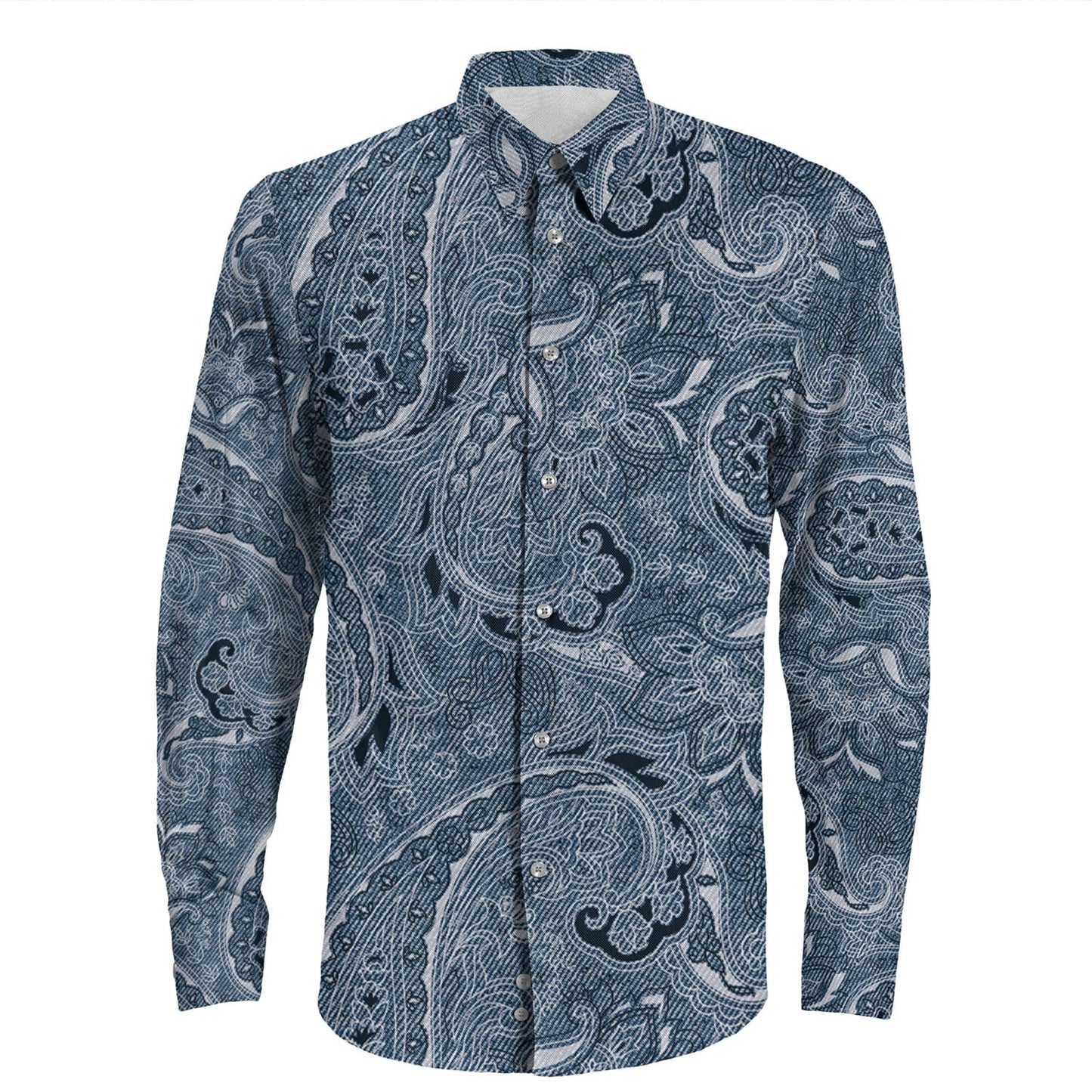 Shirt Paisley Bandana Pattern Seamless Long Sleeve Button Shirt