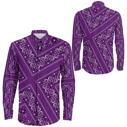 Shirt Paisley Bandana Pattern Seamless Long Sleeve Button Shirt