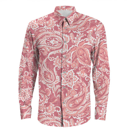 Shirt Paisley Bandana Pattern Seamless Long Sleeve Button Shirt