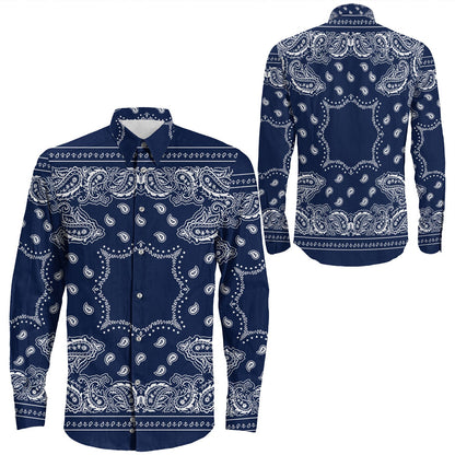 Shirt Paisley Bandana Pattern Seamless Long Sleeve Button Shirt