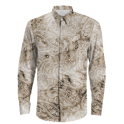Shirt Paisley Bandana Pattern Seamless Long Sleeve Button Shirt