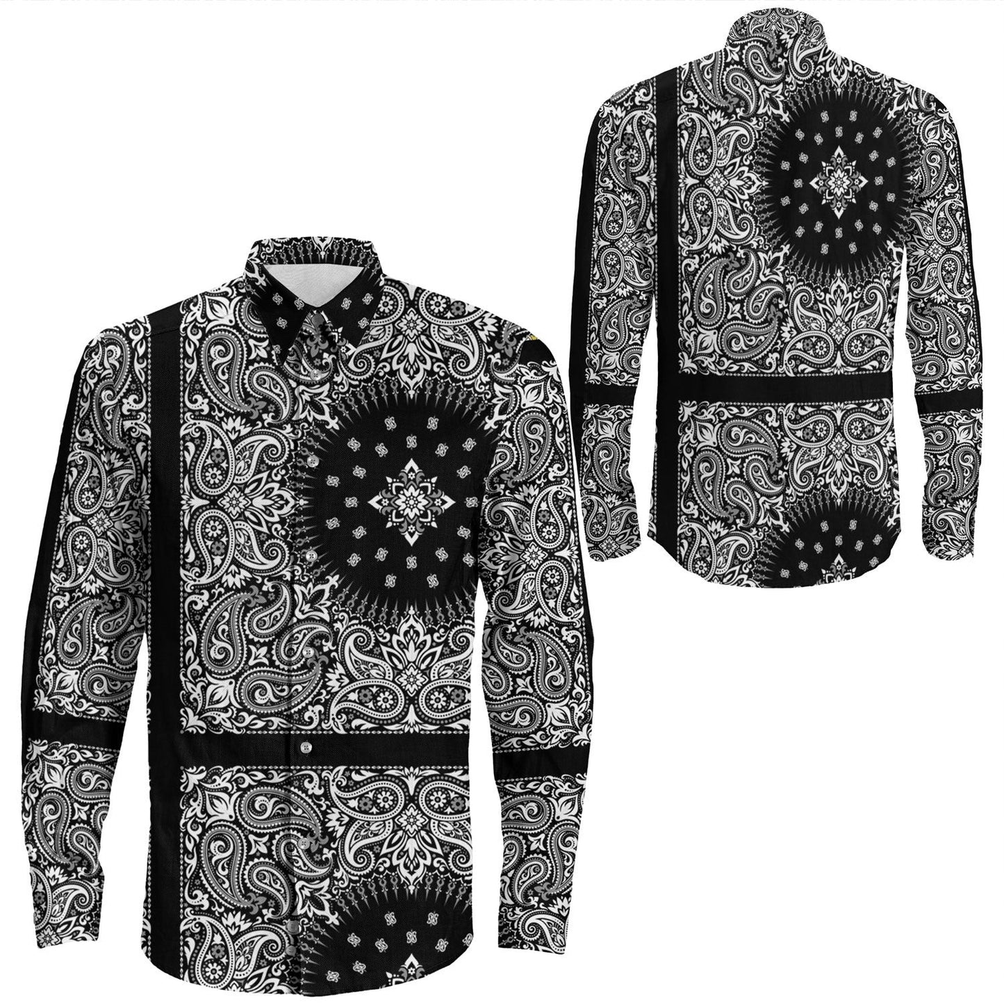 Shirt Paisley Bandana Pattern Seamless Long Sleeve Button Shirt