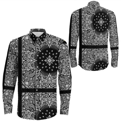Shirt Paisley Bandana Pattern Seamless Long Sleeve Button Shirt