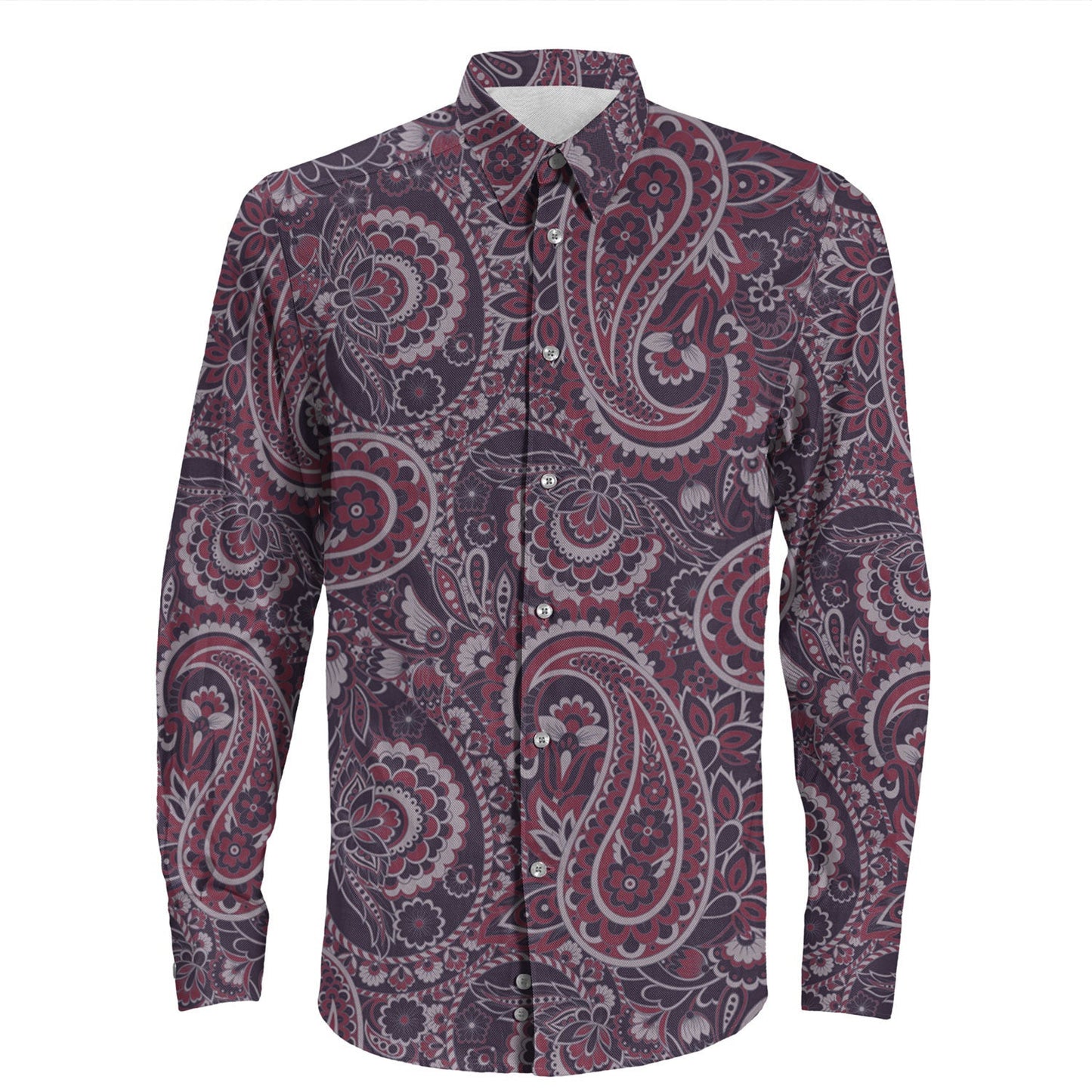 Shirt Paisley Bandana Pattern Seamless Long Sleeve Button Shirt
