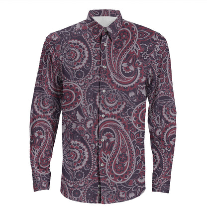 Shirt Paisley Bandana Pattern Seamless Long Sleeve Button Shirt