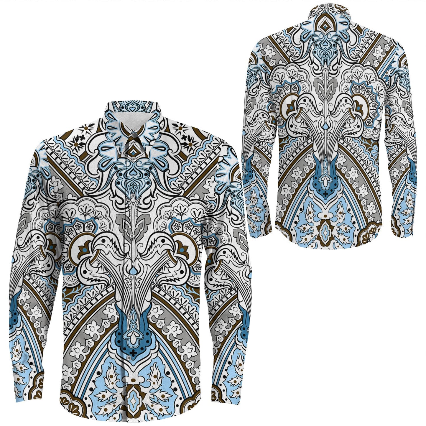 Shirt Paisley Bandana Pattern Seamless Long Sleeve Button Shirt