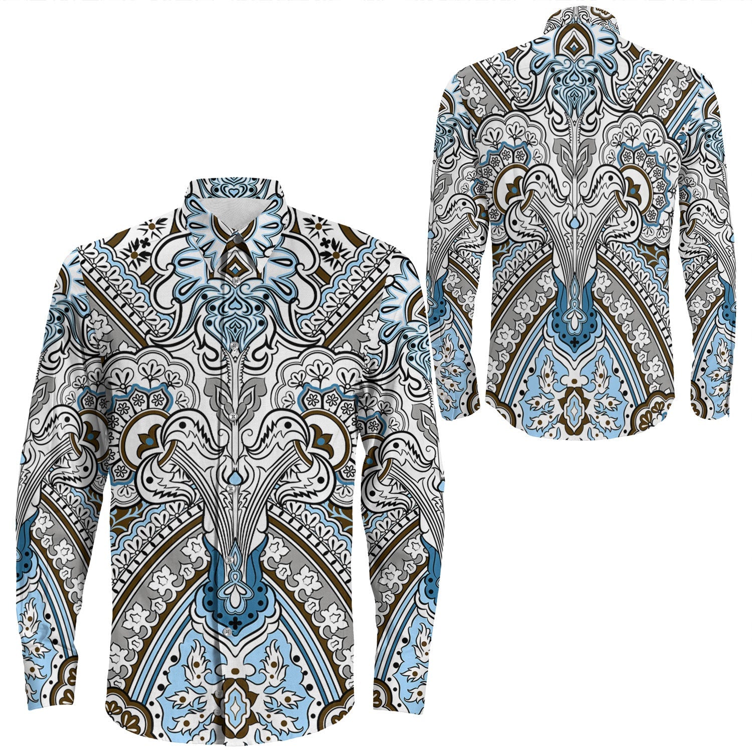 Shirt Paisley Bandana Pattern Seamless Long Sleeve Button Shirt