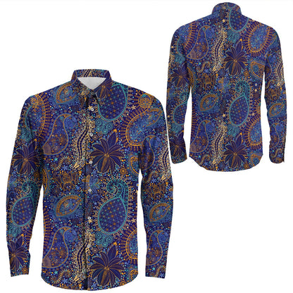 Shirt Paisley Bandana Pattern Seamless Long Sleeve Button Shirt