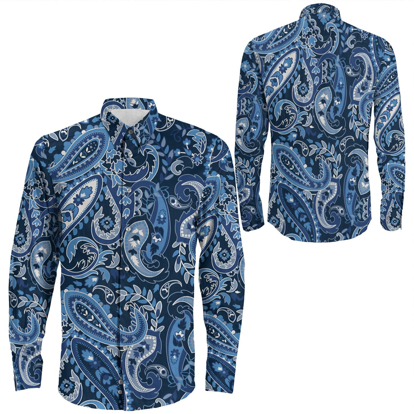 Shirt Paisley Bandana Pattern Seamless Long Sleeve Button Shirt