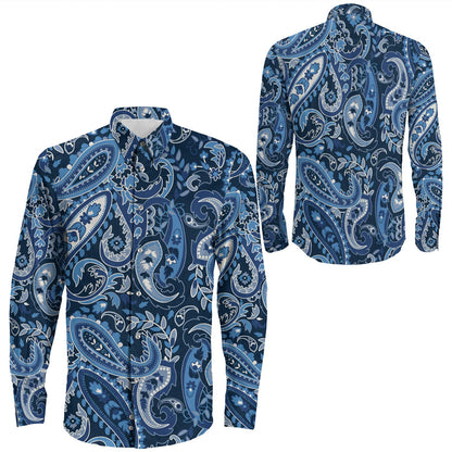 Shirt Paisley Bandana Pattern Seamless Long Sleeve Button Shirt