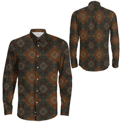 Shirt Paisley Bandana Pattern Seamless Long Sleeve Button Shirt