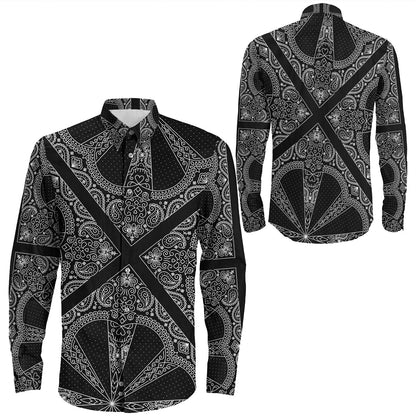 Shirt Paisley Bandana Pattern Seamless Long Sleeve Button Shirt