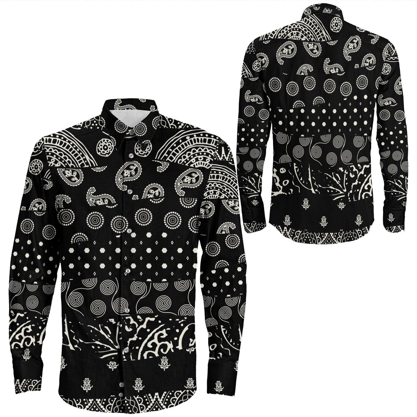 Shirt Paisley Bandana Pattern Seamless Long Sleeve Button Shirt