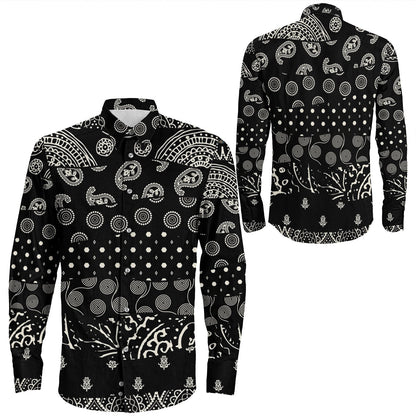 Shirt Paisley Bandana Pattern Seamless Long Sleeve Button Shirt