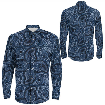 Shirt Paisley Bandana Pattern Seamless Long Sleeve Button Shirt