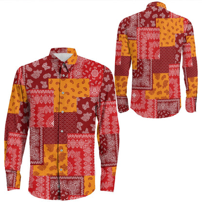 Shirt Paisley Bandana Pattern Seamless Long Sleeve Button Shirt