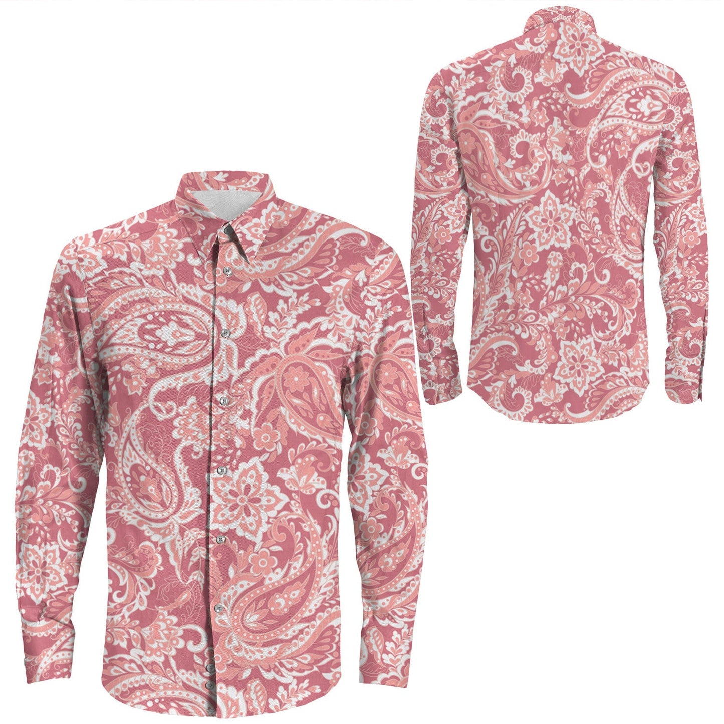 Shirt Paisley Bandana Pattern Seamless Long Sleeve Button Shirt