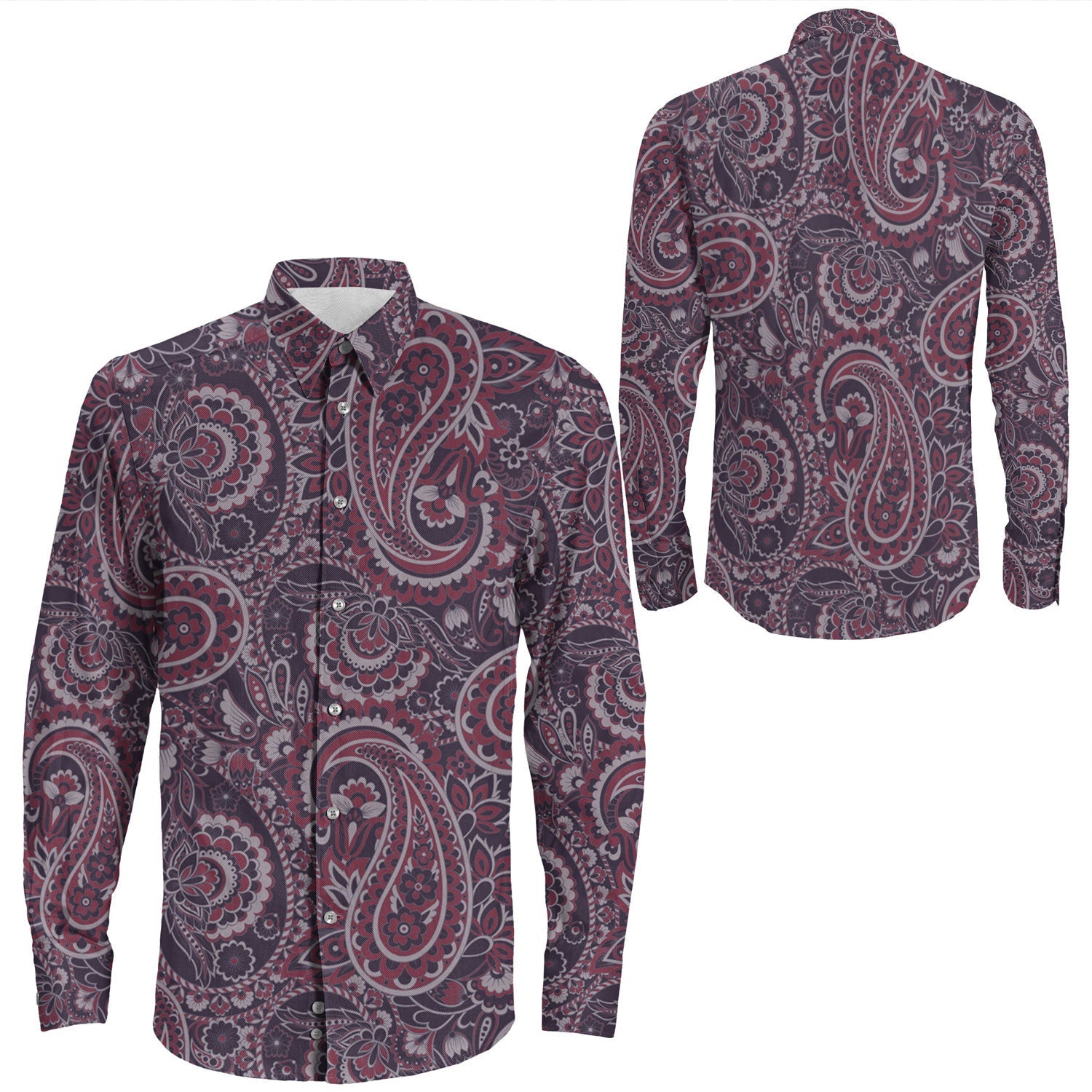 Shirt Paisley Bandana Pattern Seamless Long Sleeve Button Shirt